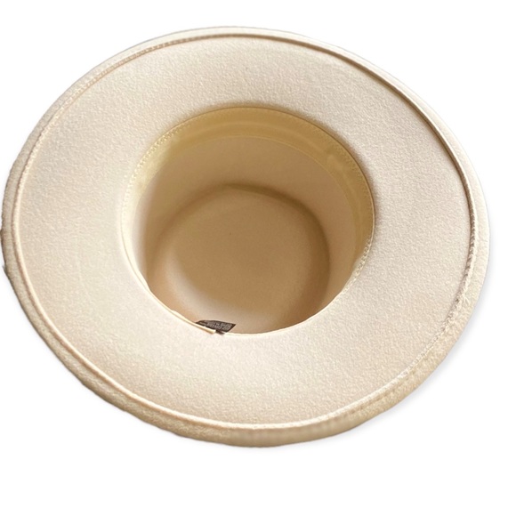 Wide Brim Round Crown Gold Tassels Band Fedora Boater Hat - Picture 3 of 4